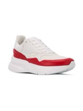 Alexander McQueen White and Red Chunky Leather Sneakers
